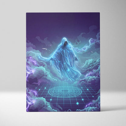 Vaporwave Neon Oracle Canvas - Vaporwave Oracle Neon Blue Purple Living Room Retrofuturism Mood Neon Wall Art Canvas