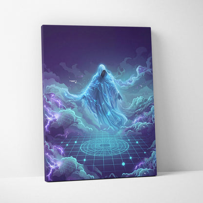 Vaporwave Neon Oracle Canvas - Vaporwave Oracle Neon Blue Purple Living Room Retrofuturism Mood Neon Wall Art Canvas
