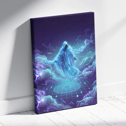 Vaporwave Neon Oracle Canvas - Vaporwave Oracle Neon Blue Purple Living Room Retrofuturism Mood Neon Wall Art Canvas