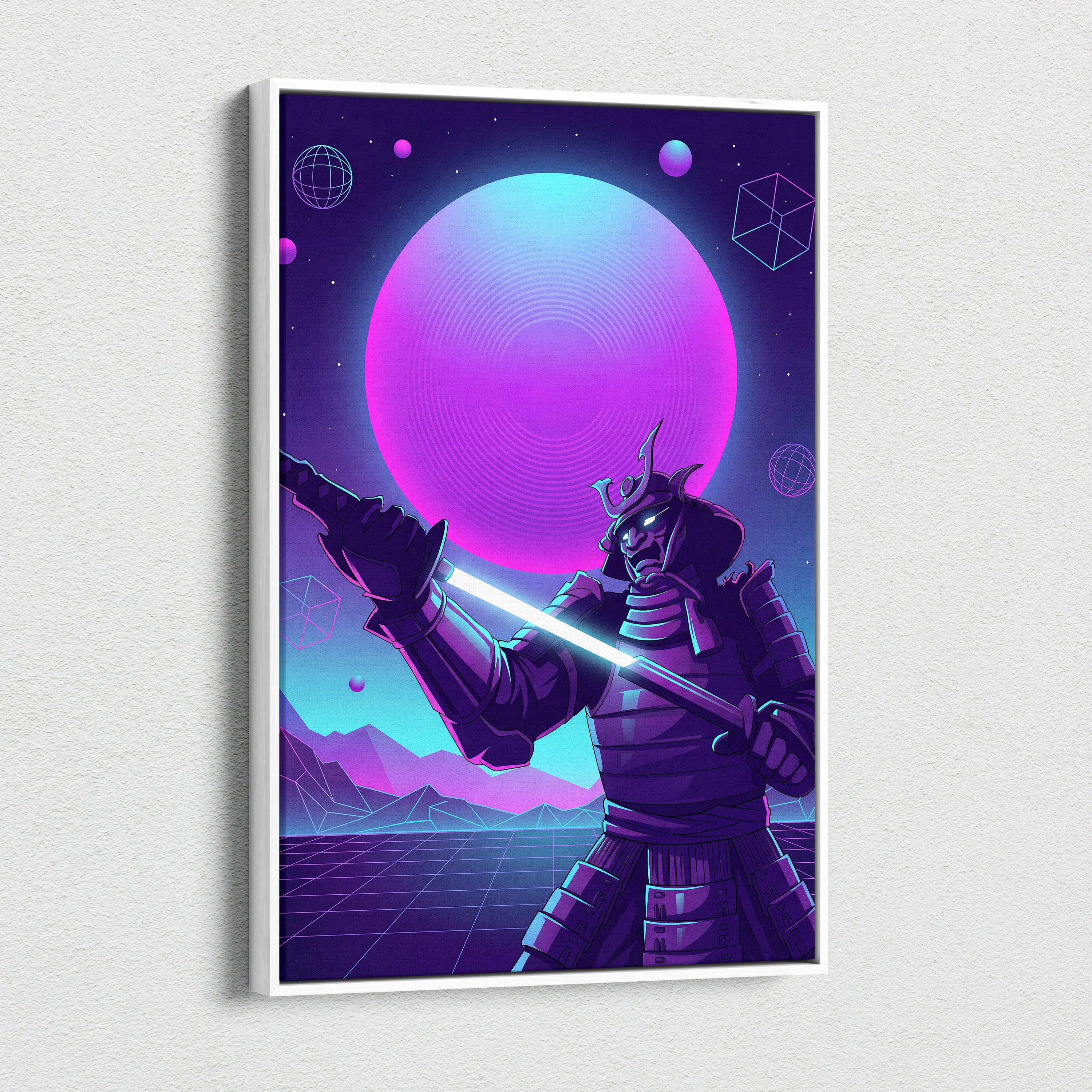Vaporwave Neon Cosmos Canvas - Astronaut Neon Pink Blue Living Room Vaporwave Dreamy Retro Futuristic Neon Space Canvas