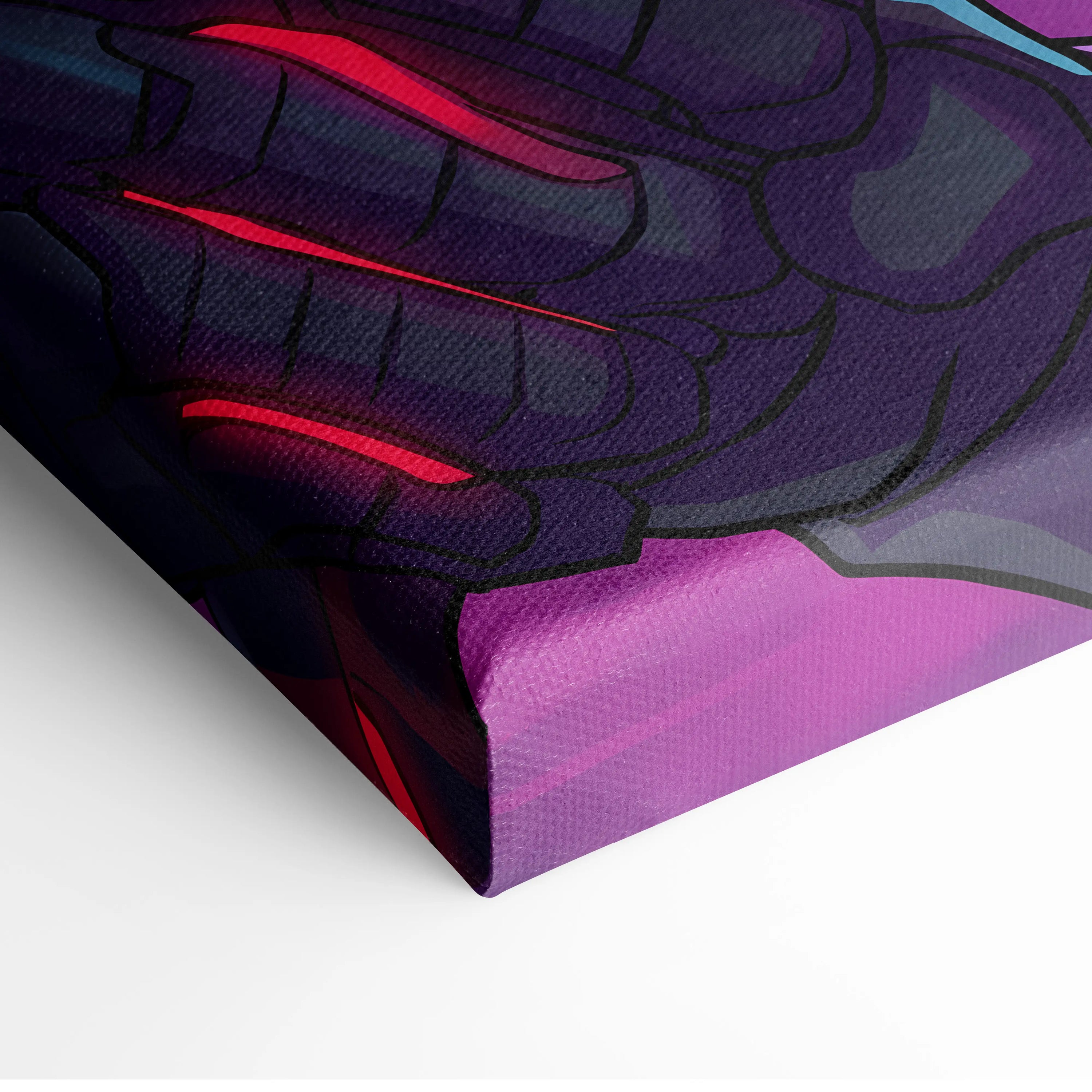 Vaporwave Knight Neon Canvas - Vaporwave Knight Art Neon Pink Blue Living Room Retro Futurism Dreamy Neon Decor Canvas