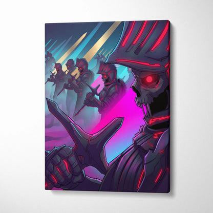 Vaporwave Knight Neon Canvas - Vaporwave Knight Art Neon Pink Blue Living Room Retro Futurism Dreamy Neon Decor Canvas