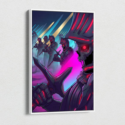 Vaporwave Knight Neon Canvas - Vaporwave Knight Art Neon Pink Blue Living Room Retro Futurism Dreamy Neon Decor Canvas