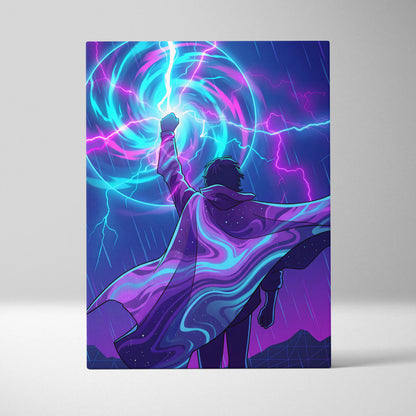 Vaporwave Dream Neon Canvas - Vaporwave Neon Blues Pink Room Retro Futurism Mystic Mood Modern Wall Art Synthwave Canvas