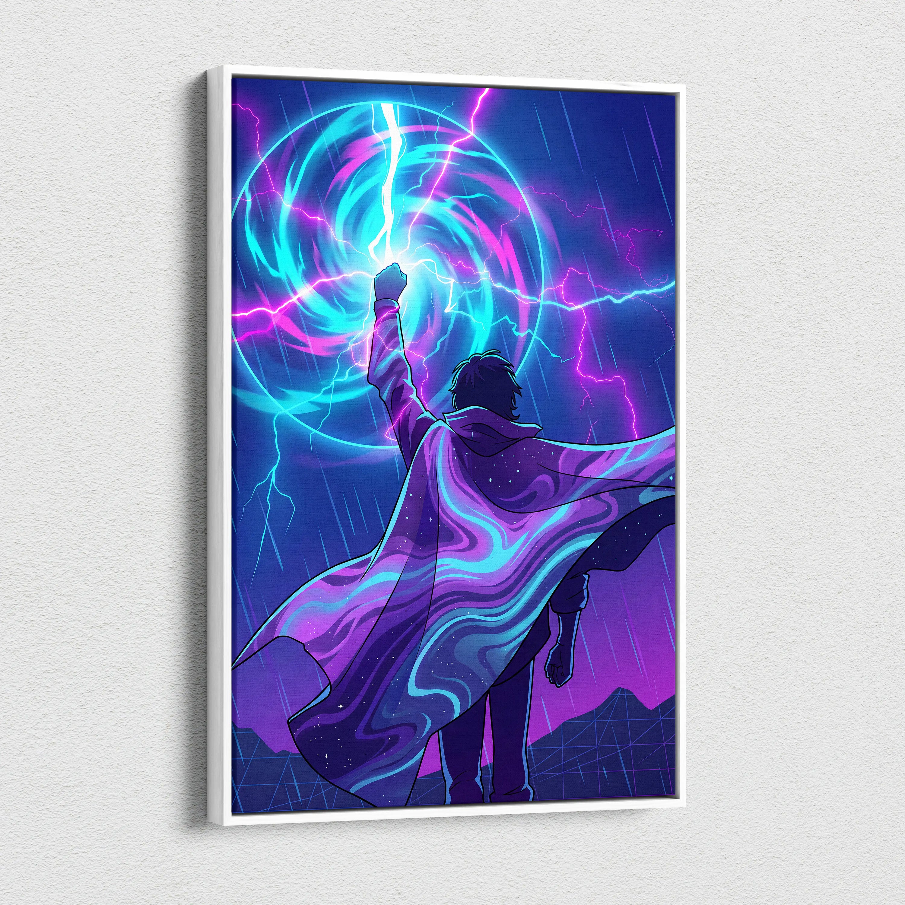 Vaporwave Dream Neon Canvas - Vaporwave Neon Blues Pink Room Retro Futurism Mystic Mood Modern Wall Art Synthwave Canvas