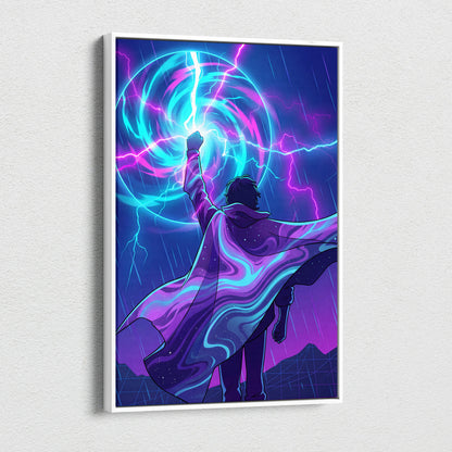 Vaporwave Dream Neon Canvas - Vaporwave Neon Blues Pink Room Retro Futurism Mystic Mood Modern Wall Art Synthwave Canvas