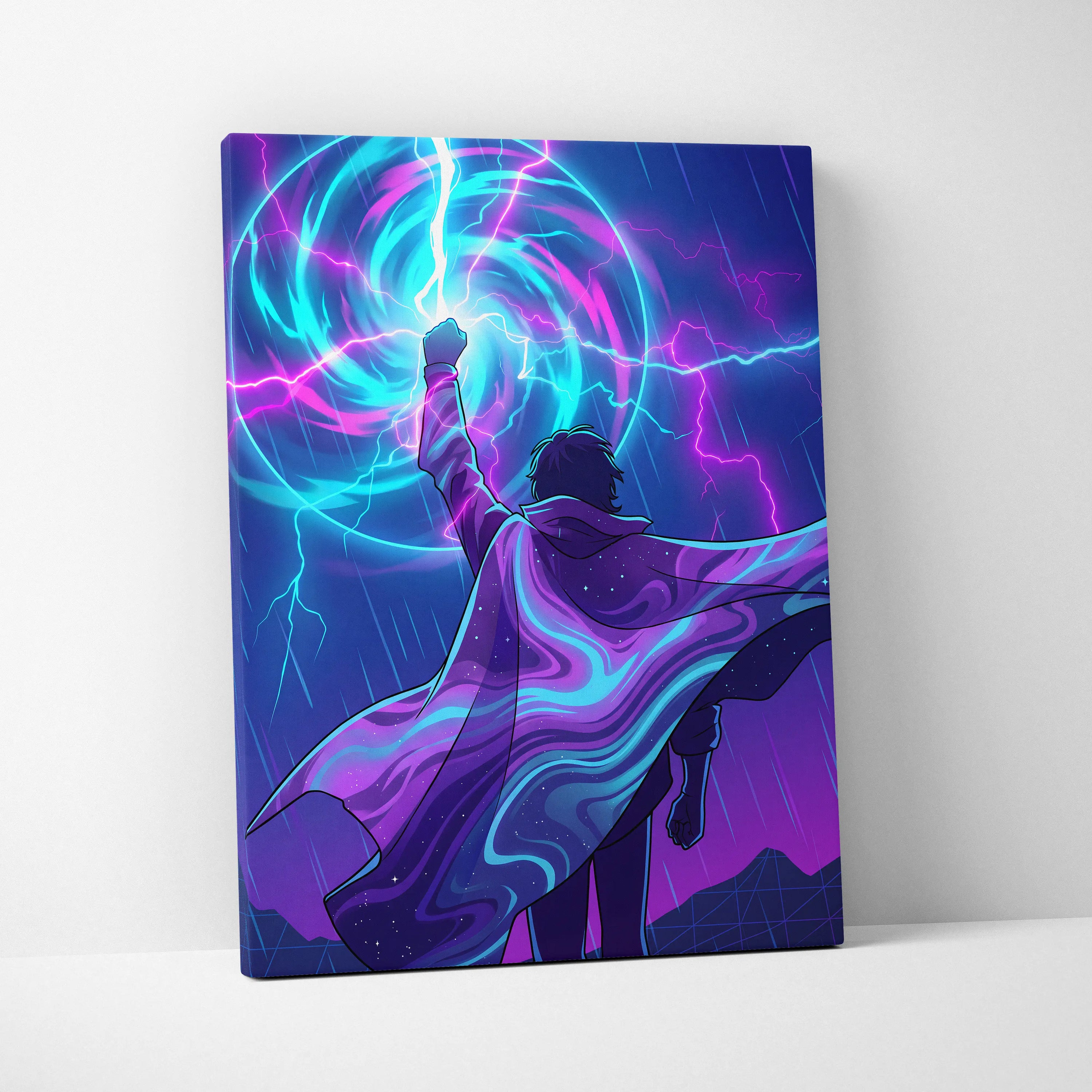 Vaporwave Dream Neon Canvas - Vaporwave Neon Blues Pink Room Retro Futurism Mystic Mood Modern Wall Art Synthwave Canvas
