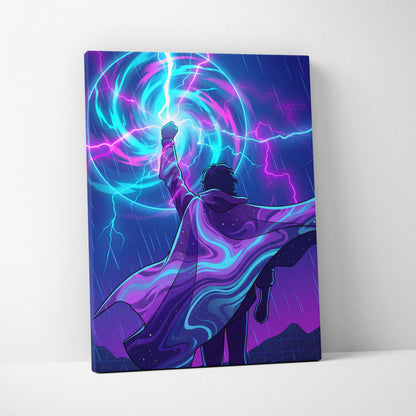 Vaporwave Dream Neon Canvas - Vaporwave Neon Blues Pink Room Retro Futurism Mystic Mood Modern Wall Art Synthwave Canvas