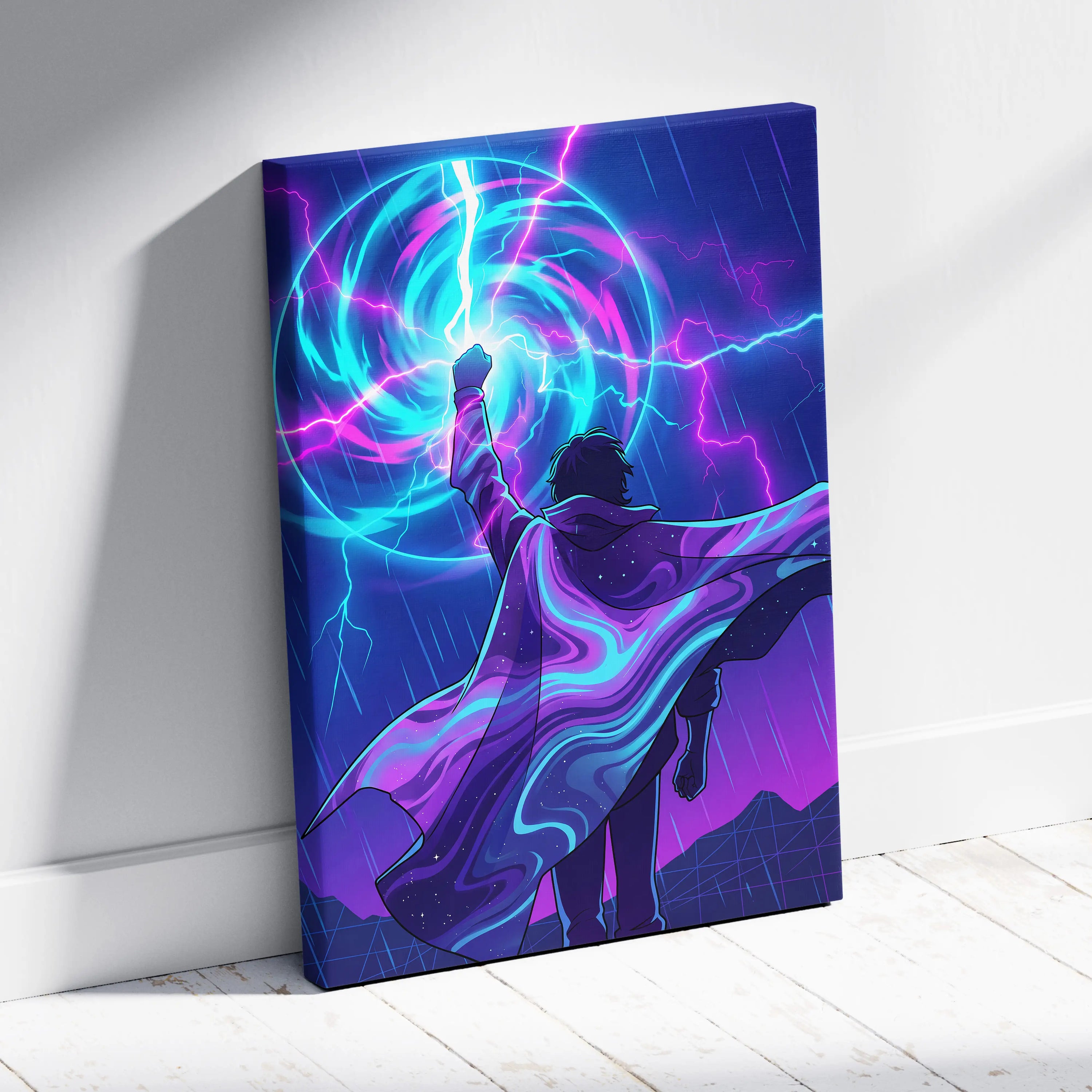 Vaporwave Dream Neon Canvas - Vaporwave Neon Blues Pink Room Retro Futurism Mystic Mood Modern Wall Art Synthwave Canvas