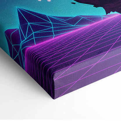 Vaporwave Neon Warrior Canvas - Astronaut Neon Pink Cyan Home Decor Vaporwave Dreamy Nostalgic Neon Deco Arcade Canvas