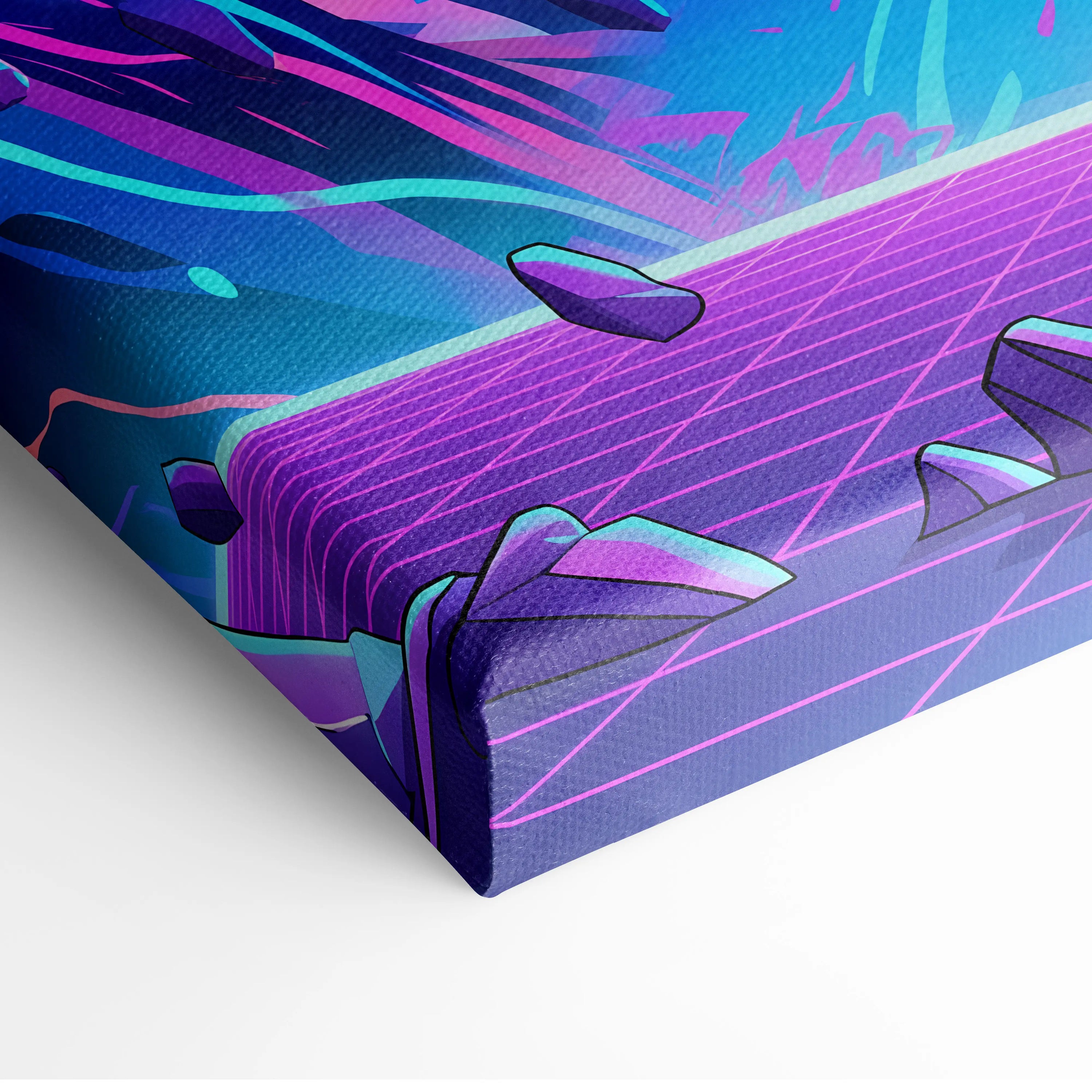 Vaporwave Neon Skull Canvas - Vaporwave Skull Neon Pink Living Room Futurism Mystical Cyberpunk Gallery Canvas