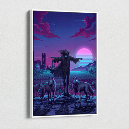 Vaporwave Neon Dream Canvas - Vaporwave Fantasy Scene Neon Pink Blue Living Room Glitch Art Mood Retro Futurism Canvas