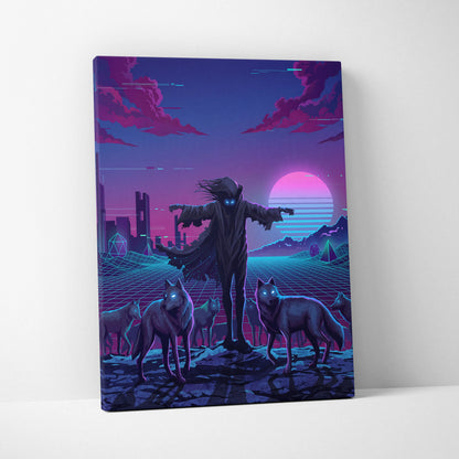 Vaporwave Neon Dream Canvas - Vaporwave Fantasy Scene Neon Pink Blue Living Room Glitch Art Mood Retro Futurism Canvas