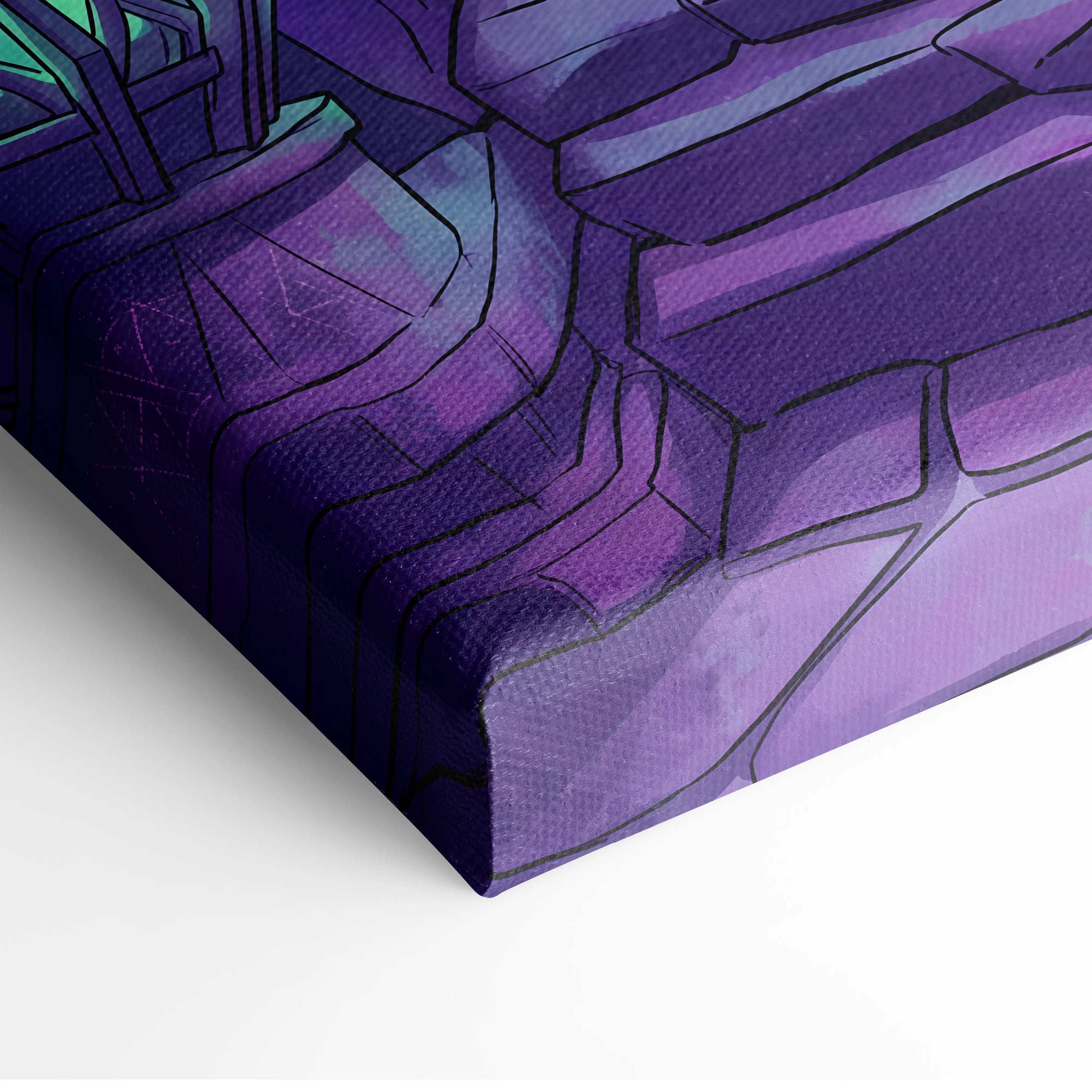 Neon Gate Vaporwave Canvas - Vaporwave Portal Purple Teal Lime Living Room Neon Mystical Retro Vaporwave Canvas