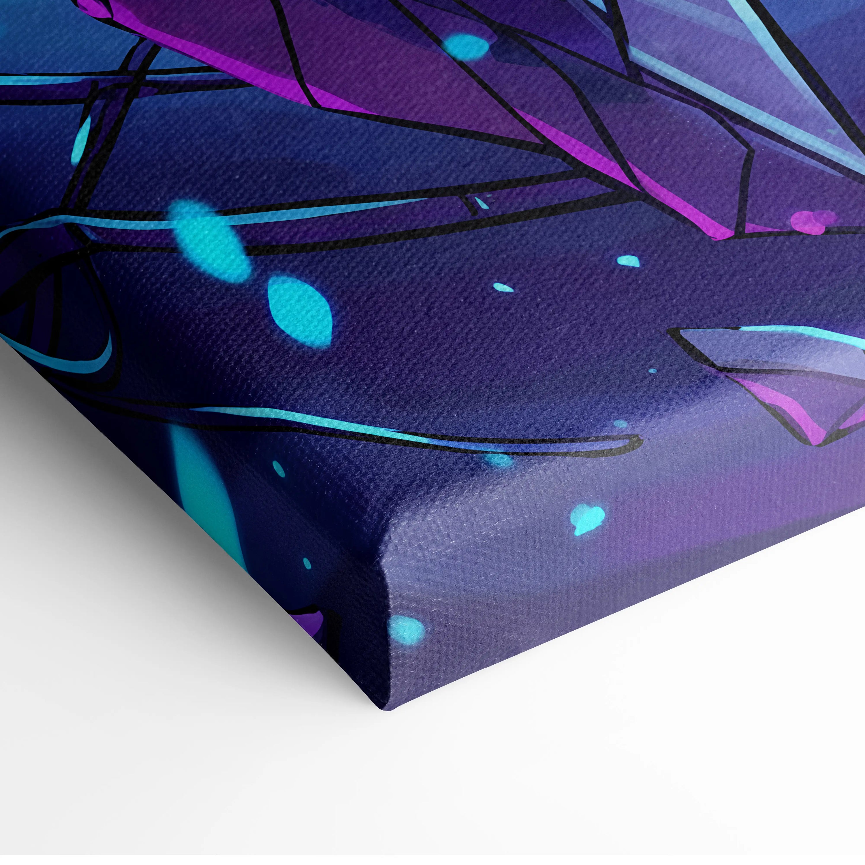 Vaporwave Fantasy Canvas Dream - Fantasy Woman Blue Purple Living Room Vaporwave Mystical Surreal Modern Neon Wall