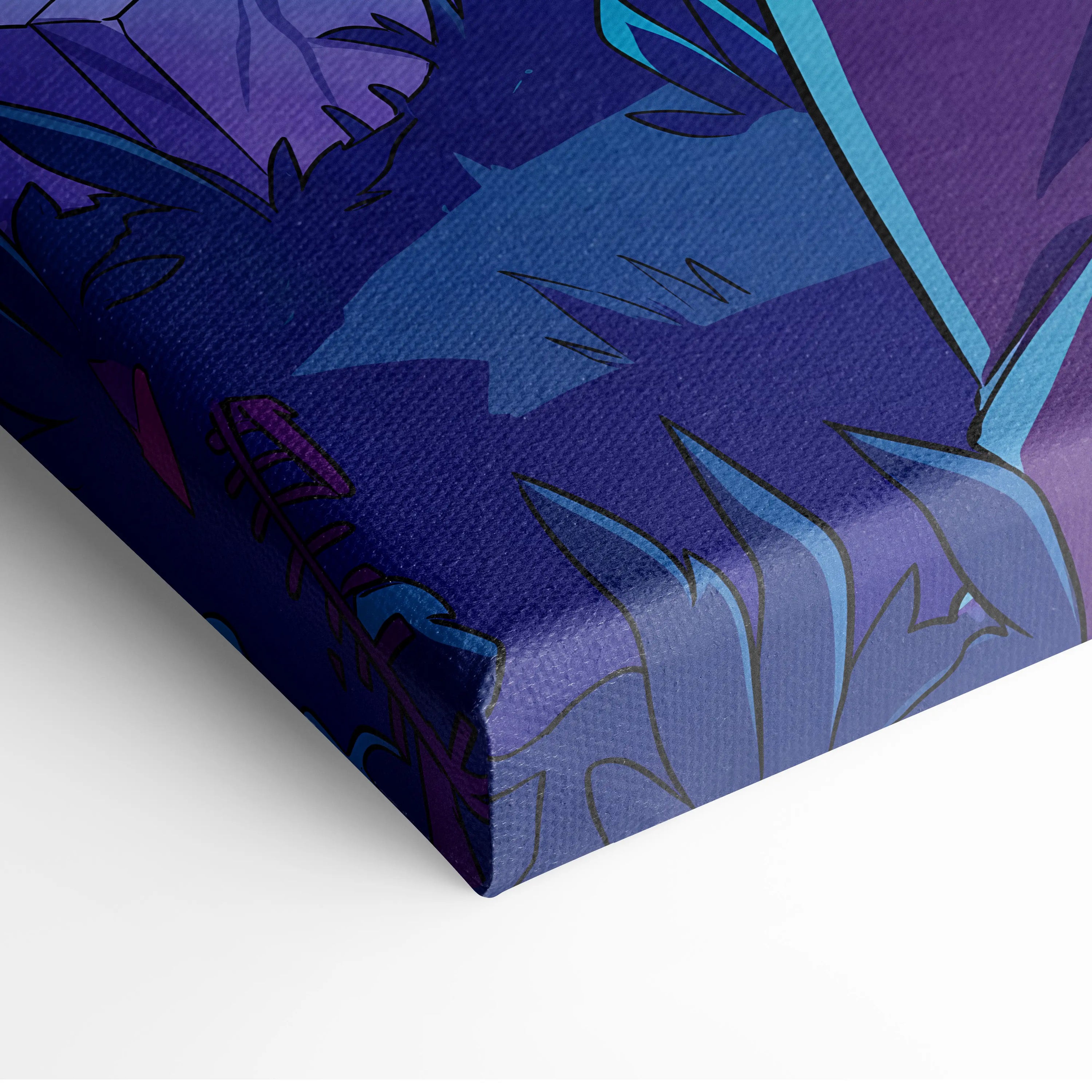 Neon Vaporwave Dream Canvas - Creature Portrait Neon Purple Cyan Vaporwave Dreamy Mood Retro Decor Canvas Print