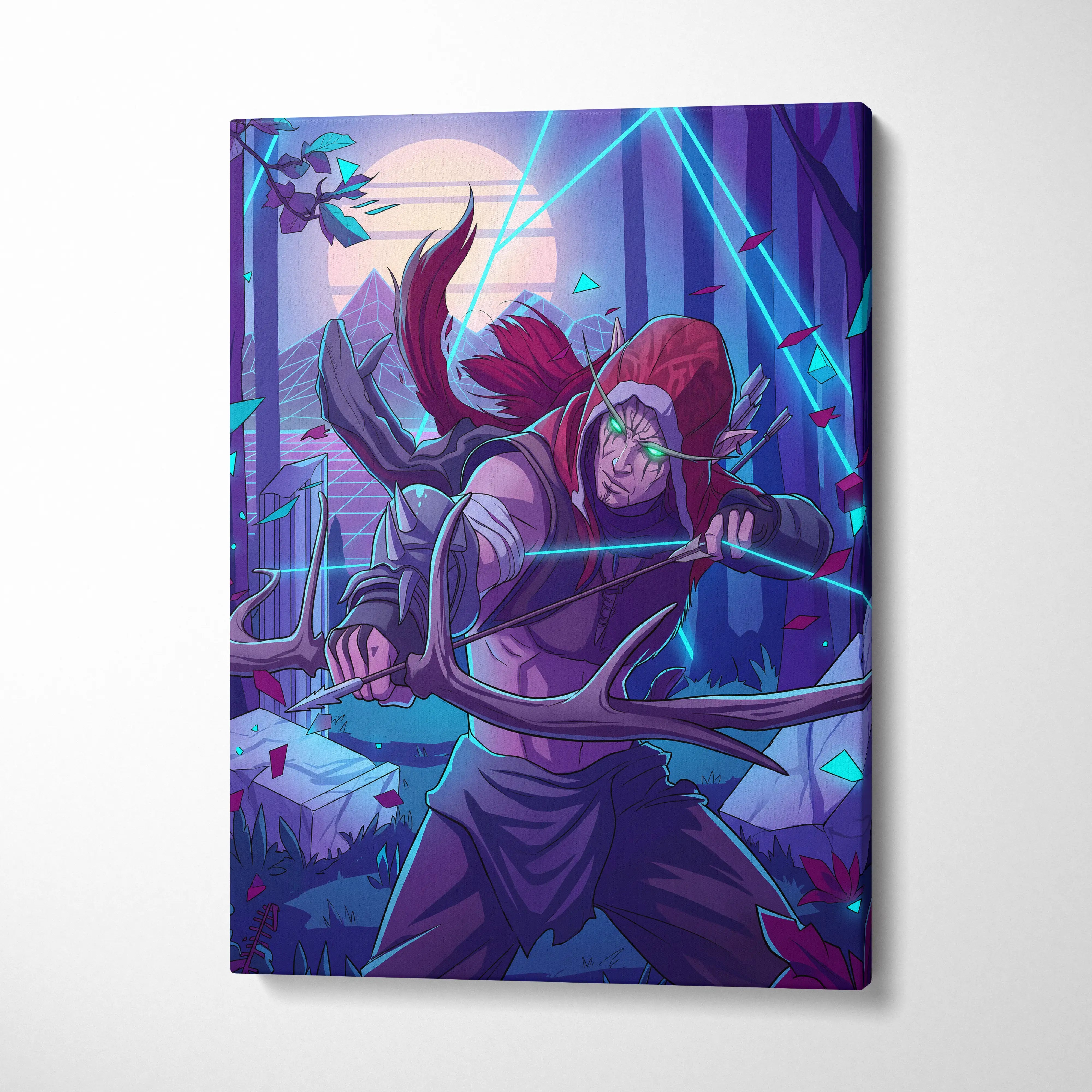 Neon Vaporwave Dream Canvas - Creature Portrait Neon Purple Cyan Vaporwave Dreamy Mood Retro Decor Canvas Print