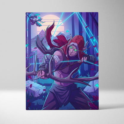 Neon Vaporwave Dream Canvas - Creature Portrait Neon Purple Cyan Vaporwave Dreamy Mood Retro Decor Canvas Print