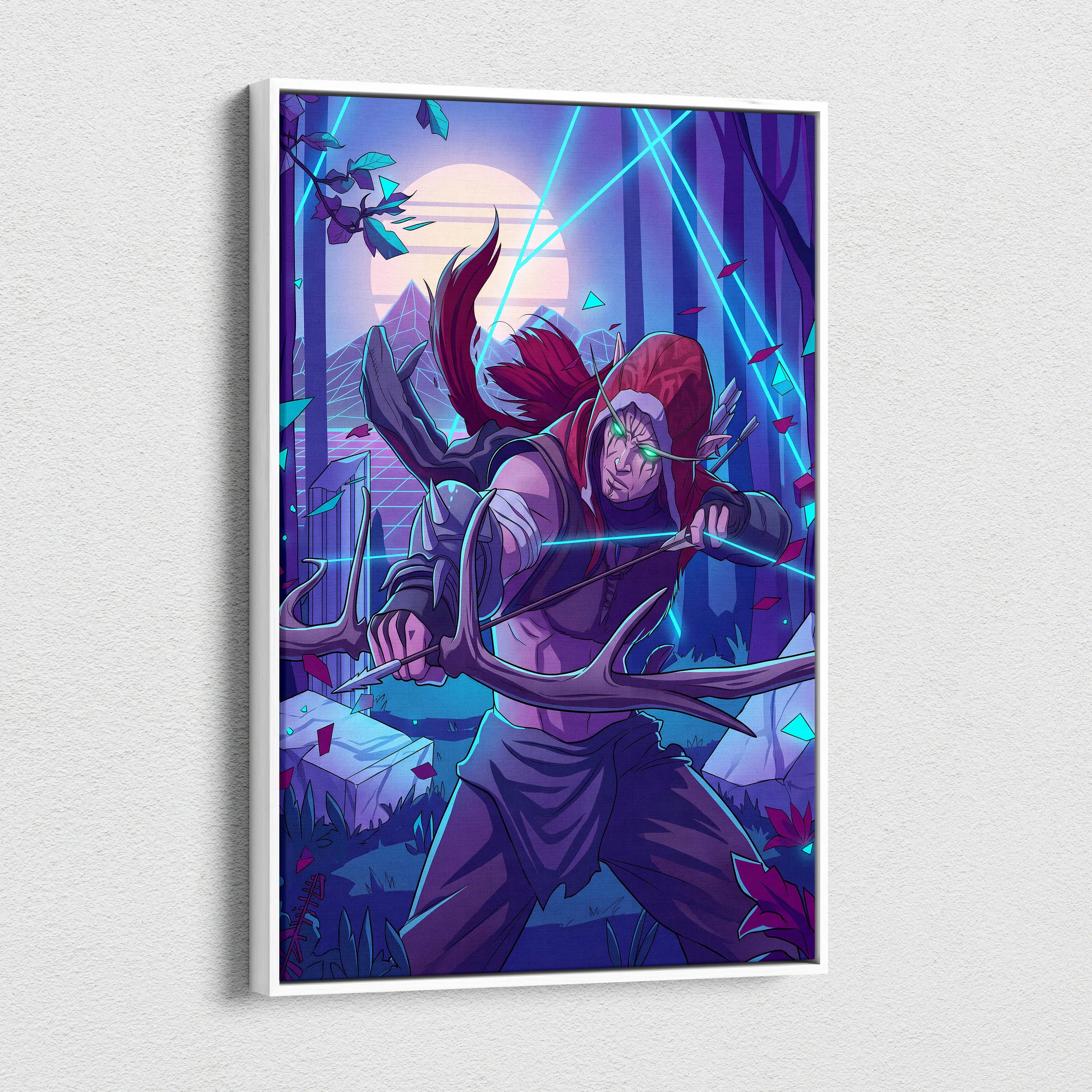 Neon Vaporwave Dream Canvas - Creature Portrait Neon Purple Cyan Vaporwave Dreamy Mood Retro Decor Canvas Print