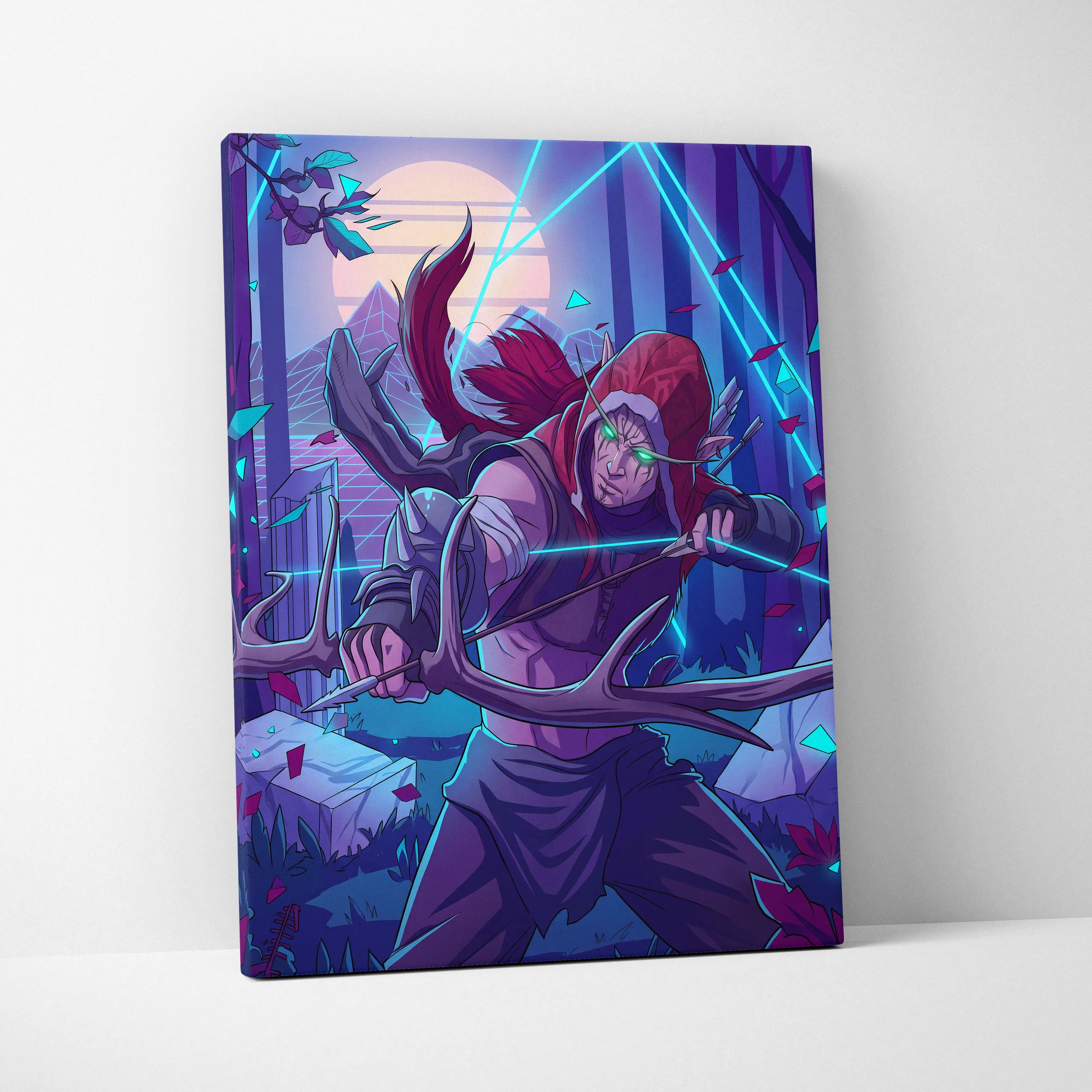 Neon Vaporwave Dream Canvas - Creature Portrait Neon Purple Cyan Vaporwave Dreamy Mood Retro Decor Canvas Print