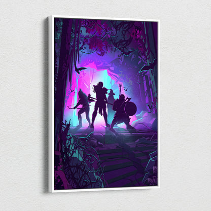 Vaporwave Neon Fantasy Canvas - Vaporwave Neon Purple Pink Living Room Retro Futurism Dreamy Neon Atmosphere Canvas Art