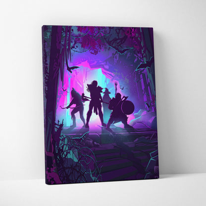 Vaporwave Neon Fantasy Canvas - Vaporwave Neon Purple Pink Living Room Retro Futurism Dreamy Neon Atmosphere Canvas Art