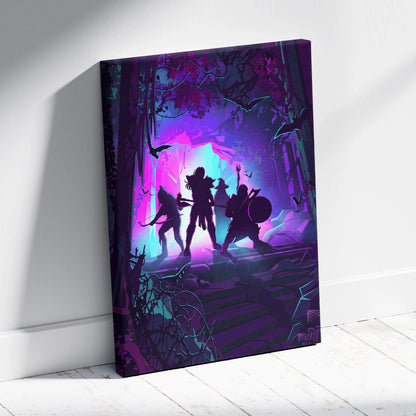 Vaporwave Neon Fantasy Canvas - Vaporwave Neon Purple Pink Living Room Retro Futurism Dreamy Neon Atmosphere Canvas Art