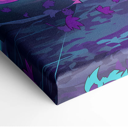 Vaporwave Fantasy Neon Forest Canvas - Forest Neon Pink Cyan Purple Living Vaporwave Dreamy Mood Vaporwave Canvas
