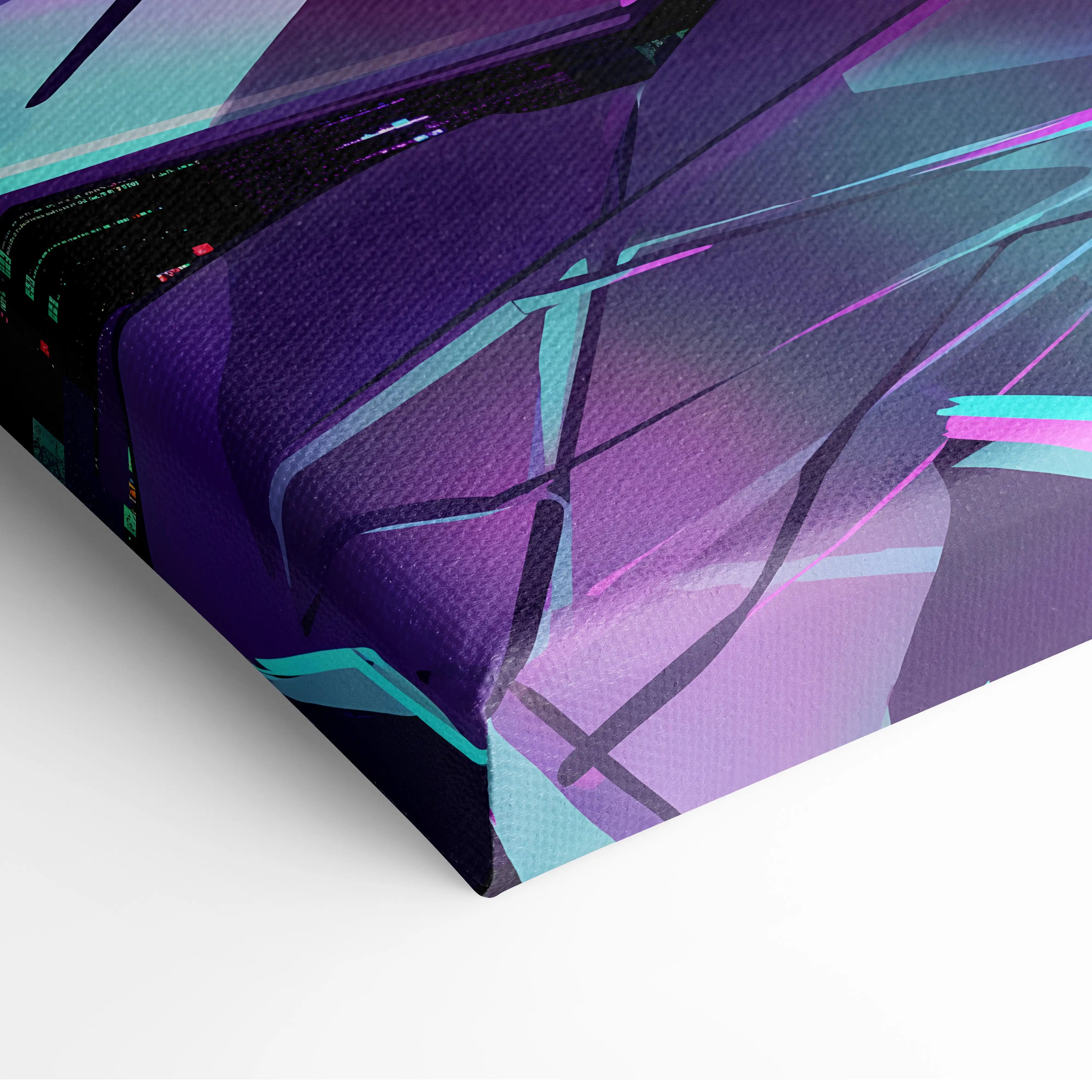 Vaporwave Neon Dream Canvas - Vaporwave Scene Neon Blue Purple For Living Room Retro Futurism Dreamy Vaporwave Canvas