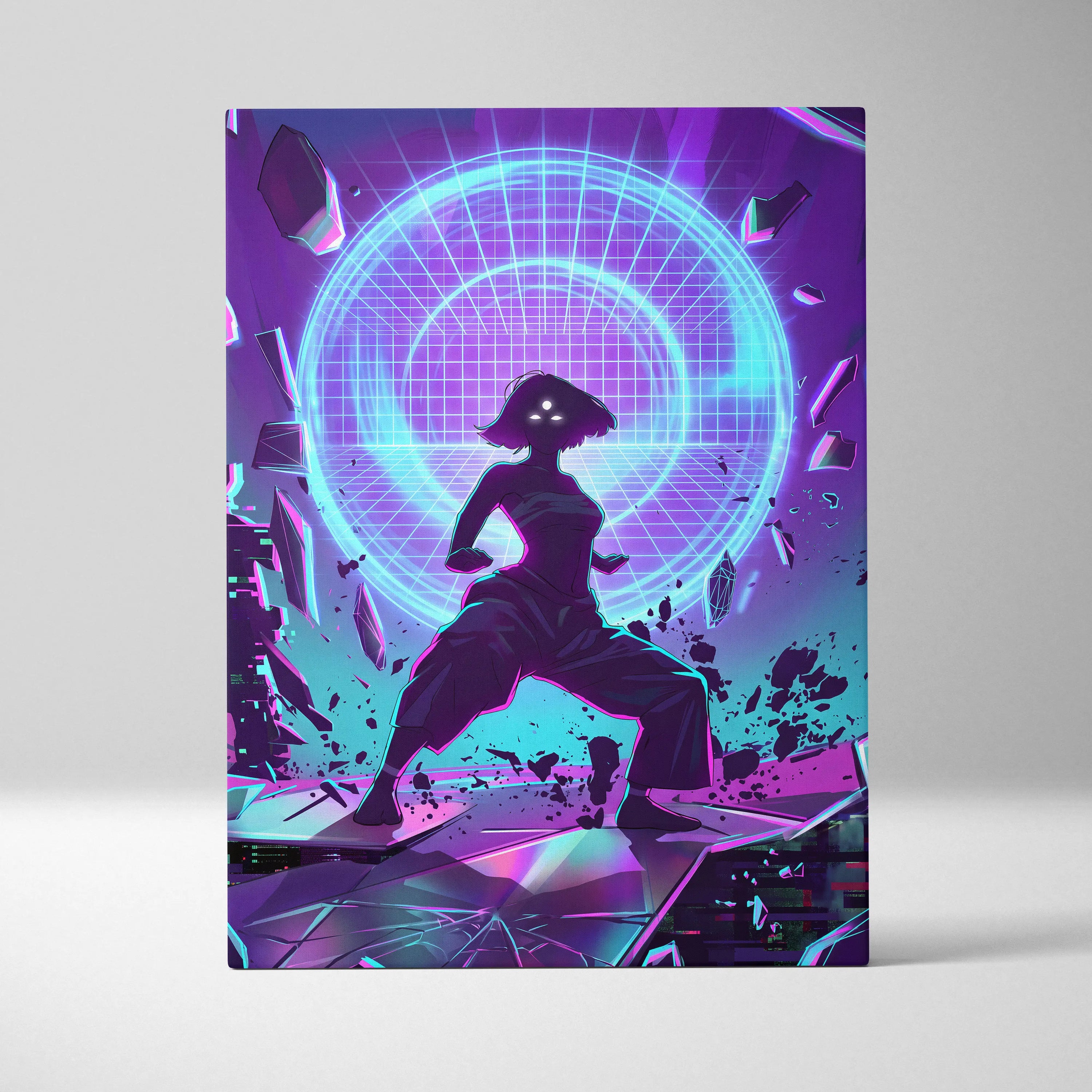 Vaporwave Neon Dream Canvas - Vaporwave Scene Neon Blue Purple For Living Room Retro Futurism Dreamy Vaporwave Canvas