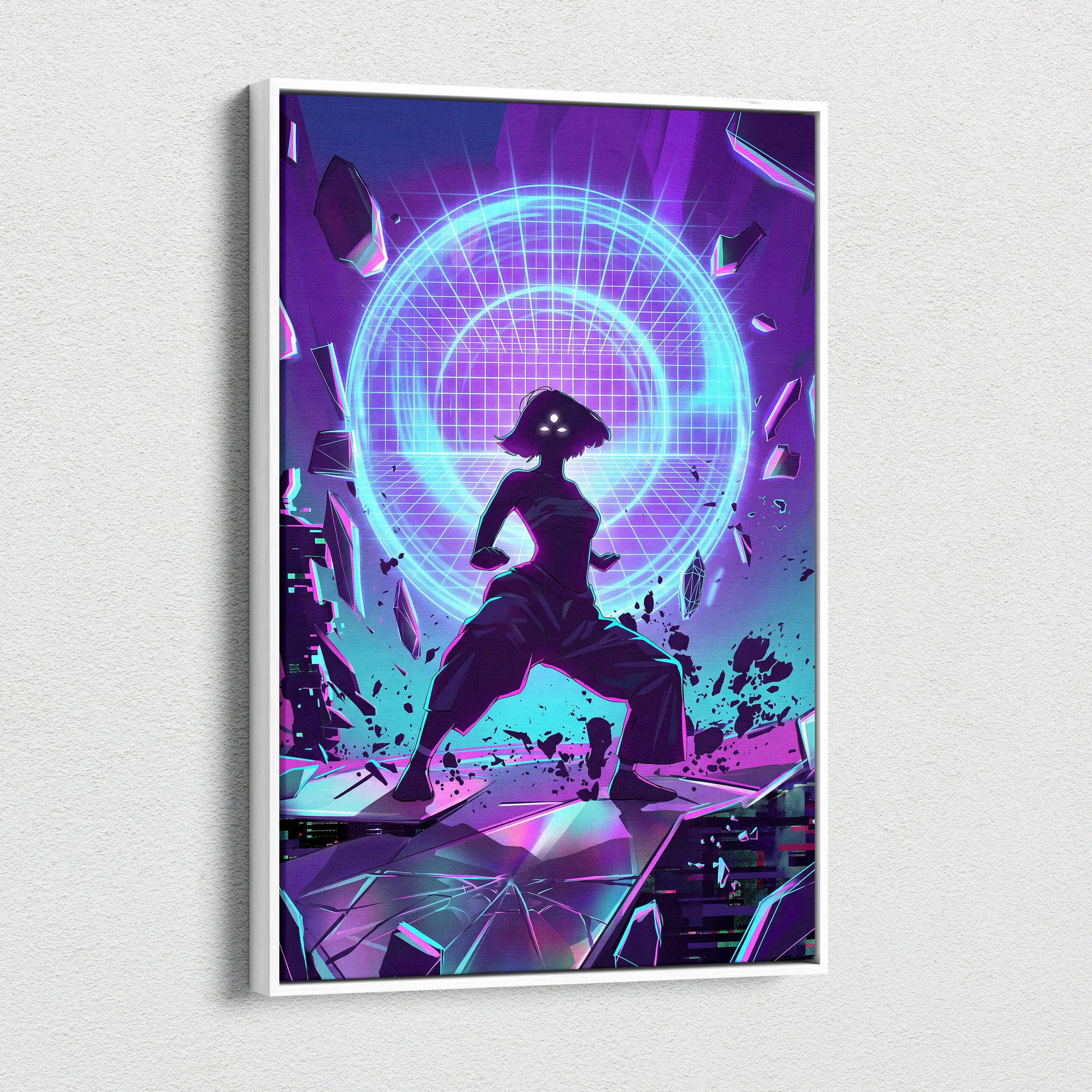 Vaporwave Neon Dream Canvas - Vaporwave Scene Neon Blue Purple For Living Room Retro Futurism Dreamy Vaporwave Canvas