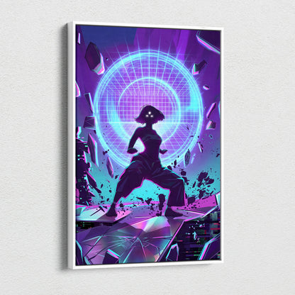 Vaporwave Neon Dream Canvas - Vaporwave Scene Neon Blue Purple For Living Room Retro Futurism Dreamy Vaporwave Canvas