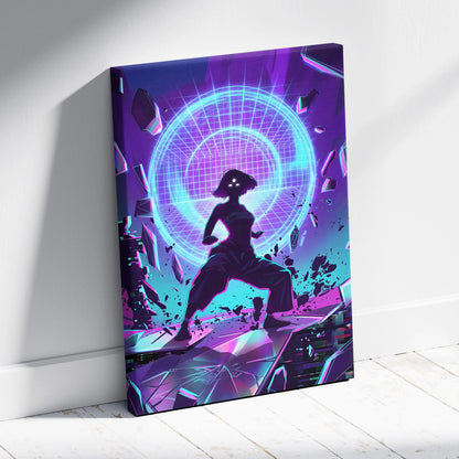 Vaporwave Neon Dream Canvas - Vaporwave Scene Neon Blue Purple For Living Room Retro Futurism Dreamy Vaporwave Canvas