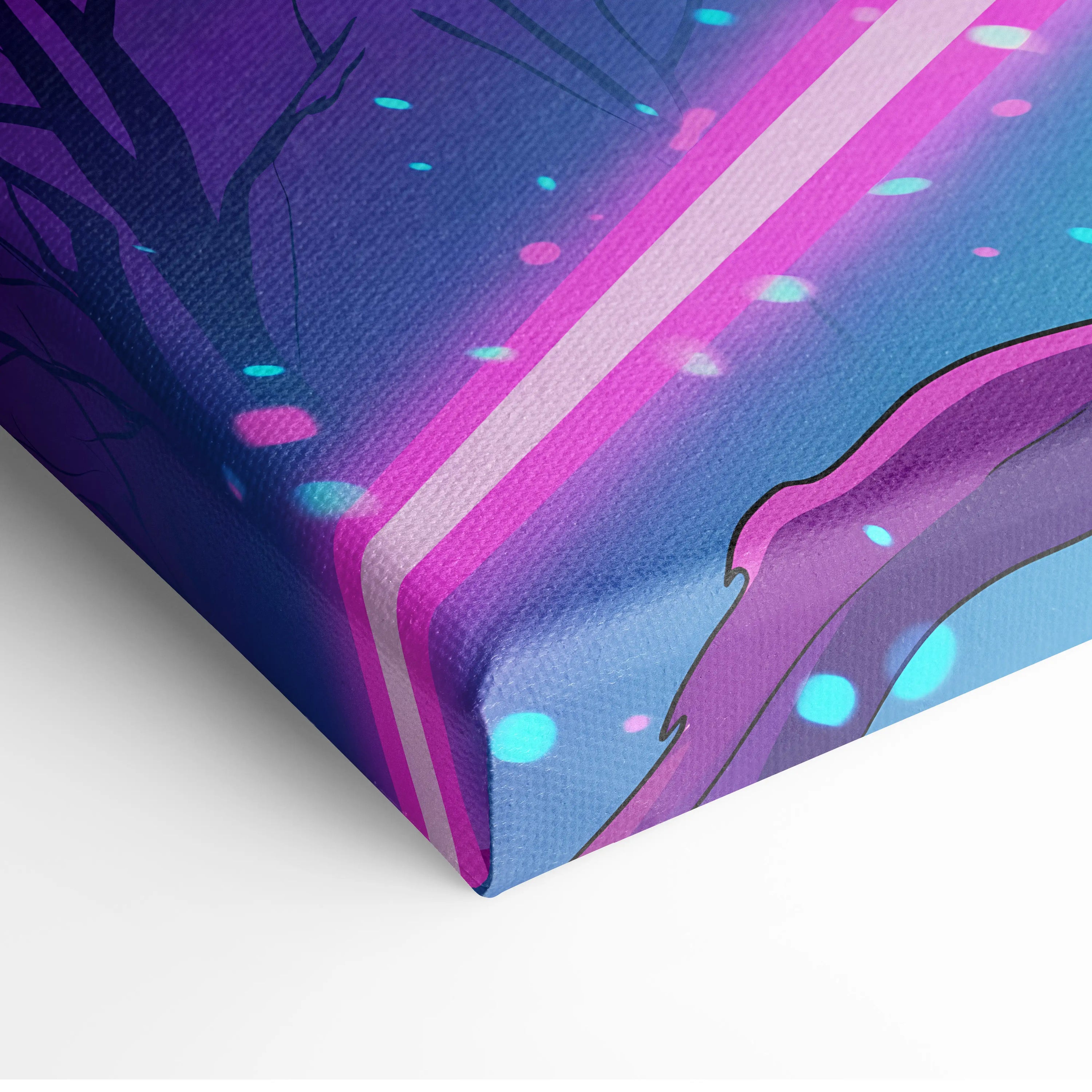 Vaporwave Fantasy Neon City Canvas - Vaporwave Fantasy Neon Pink Wall Art Living Room Dreamy Mood Retro Neon Canvas