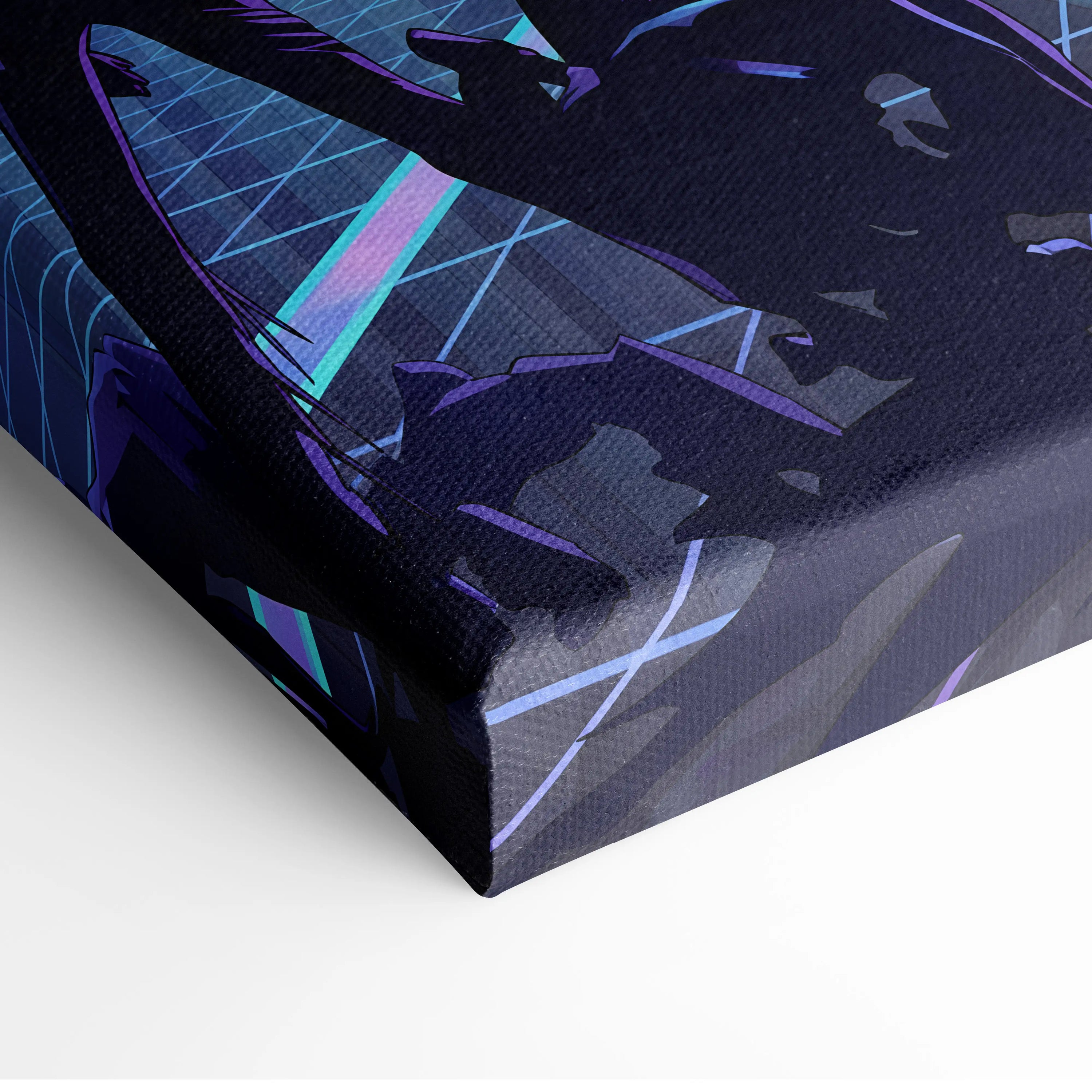 Vaporwave Neon City Canvas - Vaporwave Purple Blue Neon Living Room Retro-Futurism Dreamy Neon Futuristic Synthwave Wall Art Canvas