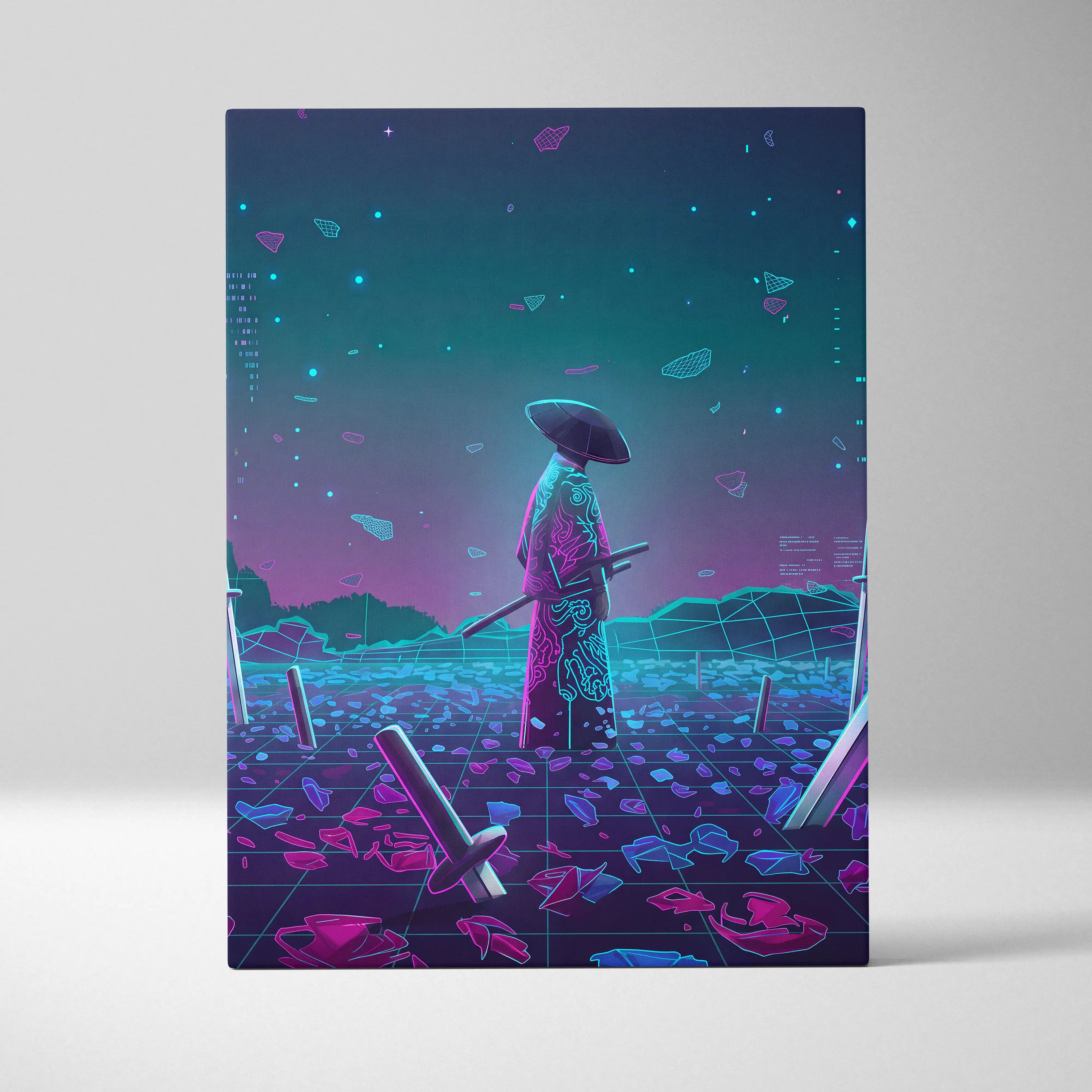 Vaporwave Neon Oracle Canvas - Vaporwave Oracle Neon Canvas Living Room Retro Mystical Dreamlike Synthwave Decor Canvas