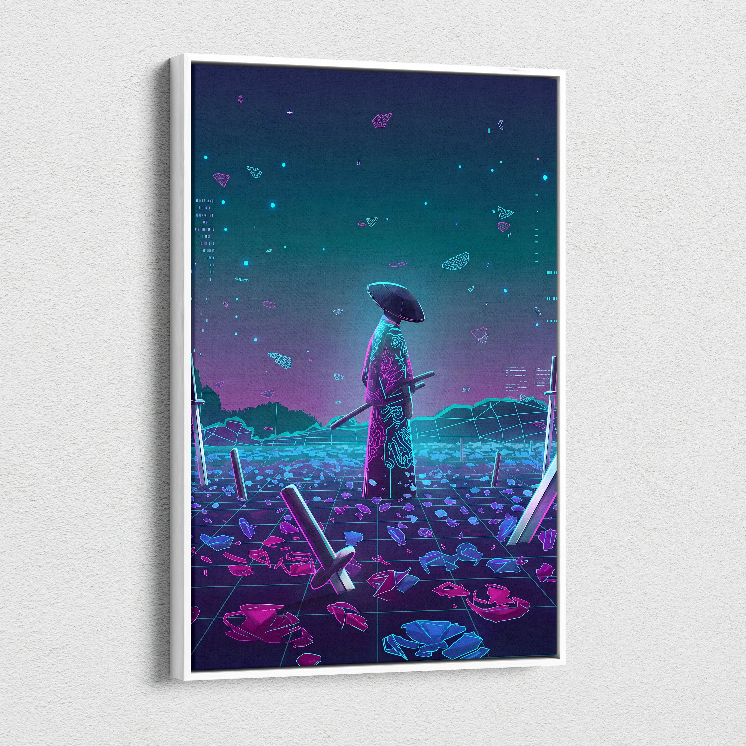 Vaporwave Neon Oracle Canvas - Vaporwave Oracle Neon Canvas Living Room Retro Mystical Dreamlike Synthwave Decor Canvas