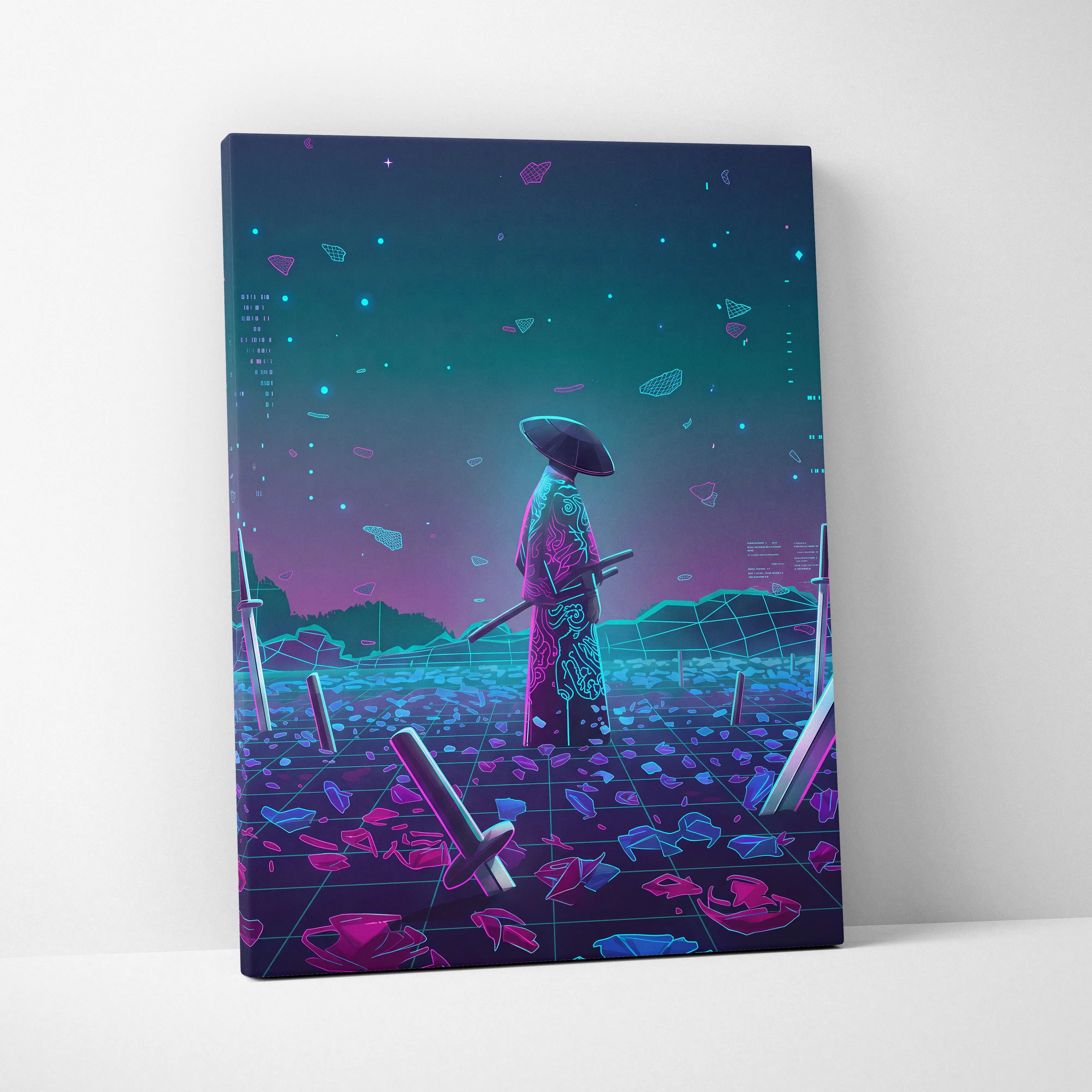 Vaporwave Neon Oracle Canvas - Vaporwave Oracle Neon Canvas Living Room Retro Mystical Dreamlike Synthwave Decor Canvas