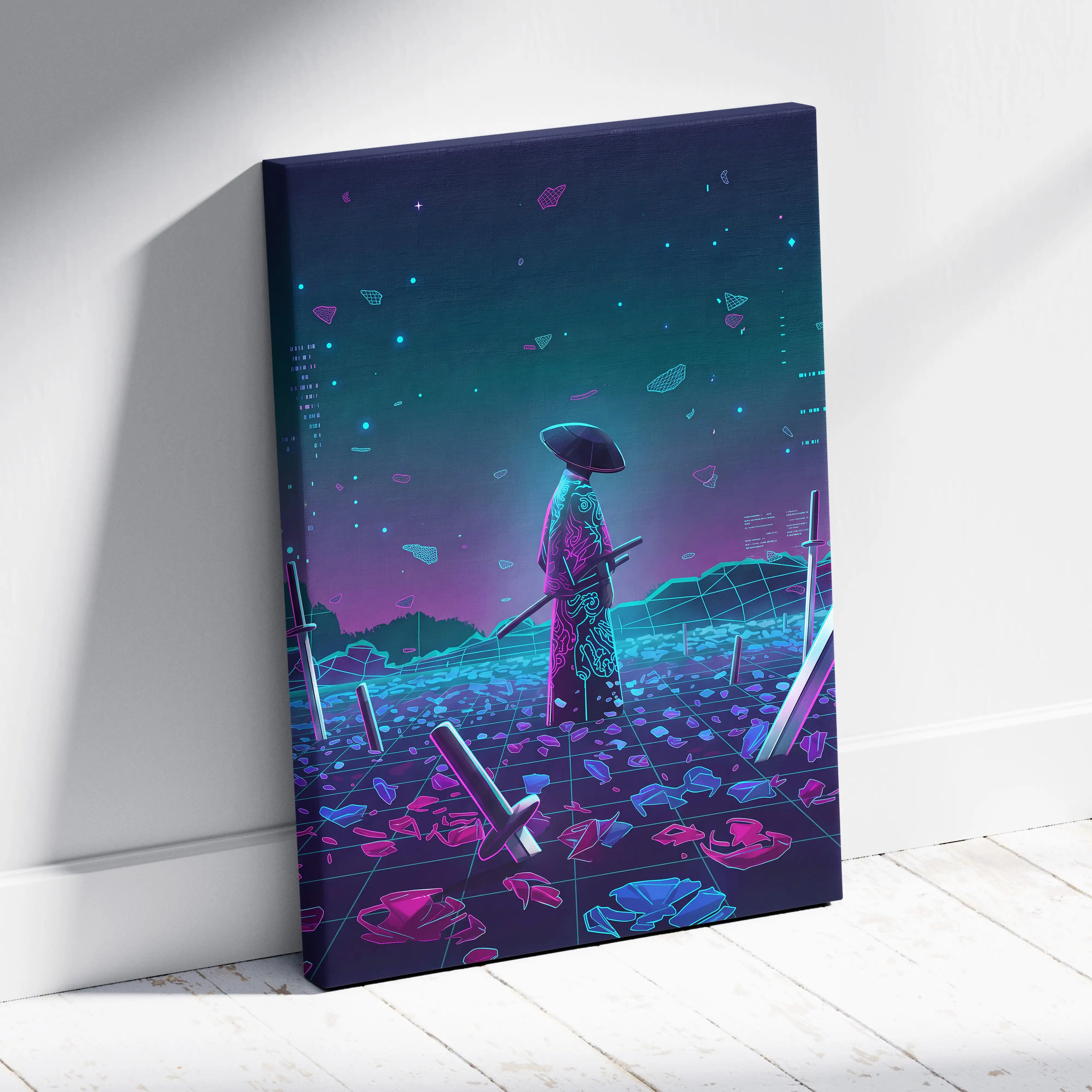 Vaporwave Neon Oracle Canvas - Vaporwave Oracle Neon Canvas Living Room Retro Mystical Dreamlike Synthwave Decor Canvas