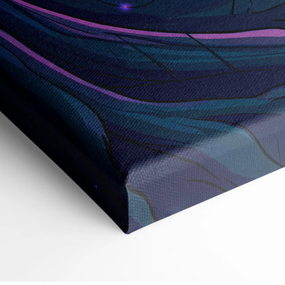 Vaporwave Neon Forest Canvas Art - Forest Scene Neon Blues Living Room Vaporwave Dreamy Glow Modern Canvas Print