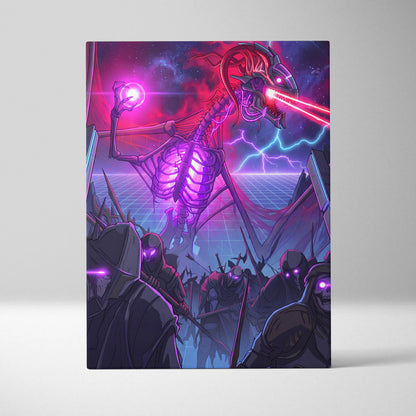 Vaporwave Neon Dragon Canvas - Dragon Neon Purple Living Room Vaporwave Moody Neon Futurism Wall Decor Canvas Print