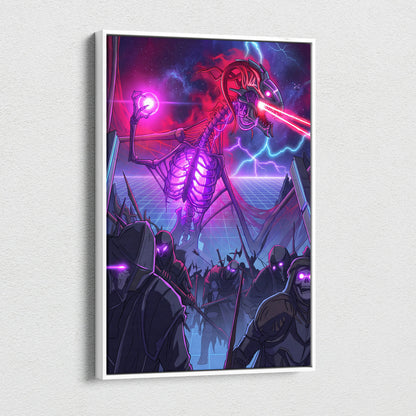 Vaporwave Neon Dragon Canvas - Dragon Neon Purple Living Room Vaporwave Moody Neon Futurism Wall Decor Canvas Print