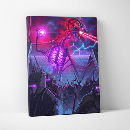 Vaporwave Neon Dragon Canvas - Dragon Neon Purple Living Room Vaporwave Moody Neon Futurism Wall Decor Canvas Print