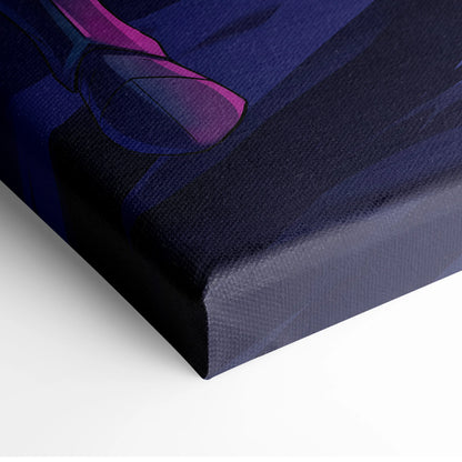 Neon Knight Vaporwave Canvas - Knight Neon Pink Blue Canvas Living Room Vaporwave Moody Neon Aesthetic Wall Art Canvas
