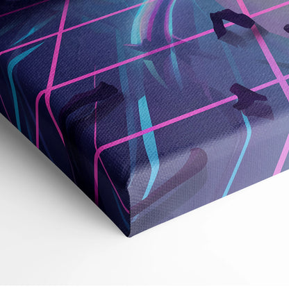 Vaporwave Neon Crown Canvas - Vaporwave Neon Colors Living Room Retro Futurism - Moody Neon Atmosphere Wall Art Canvas