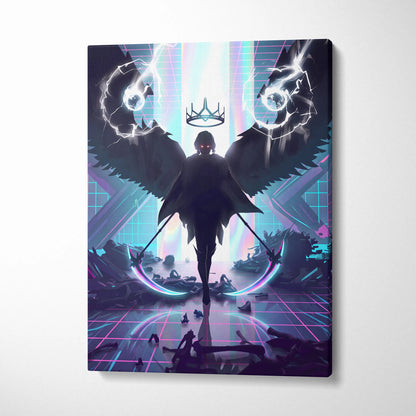 Vaporwave Neon Crown Canvas - Vaporwave Neon Colors Living Room Retro Futurism - Moody Neon Atmosphere Wall Art Canvas