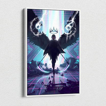 Vaporwave Neon Crown Canvas - Vaporwave Neon Colors Living Room Retro Futurism - Moody Neon Atmosphere Wall Art Canvas