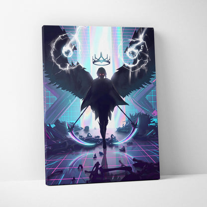 Vaporwave Neon Crown Canvas - Vaporwave Neon Colors Living Room Retro Futurism - Moody Neon Atmosphere Wall Art Canvas
