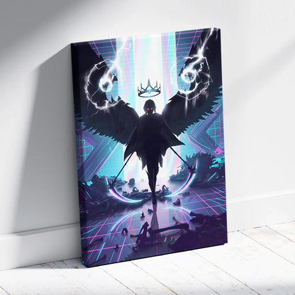 Vaporwave Neon Crown Canvas - Vaporwave Neon Colors Living Room Retro Futurism - Moody Neon Atmosphere Wall Art Canvas