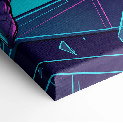 Vaporwave Neon Guardian Canvas - Vaporwave Warrior Pink Blue Living Room Retro Dreamy Nostalgic Wall Art Canvas Print